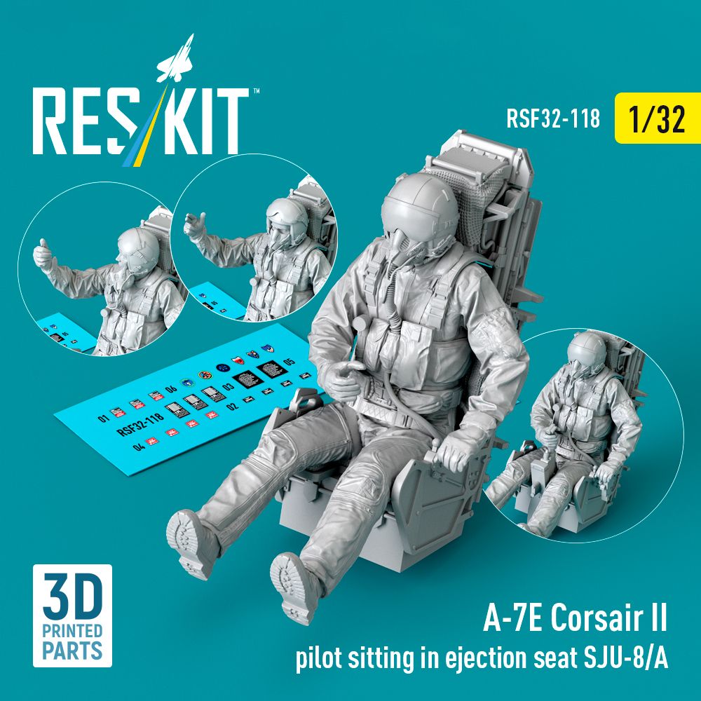 1:32 A-7E Corsair II pilot sitting in ejection seat SJU-8/A (3D Printed)
