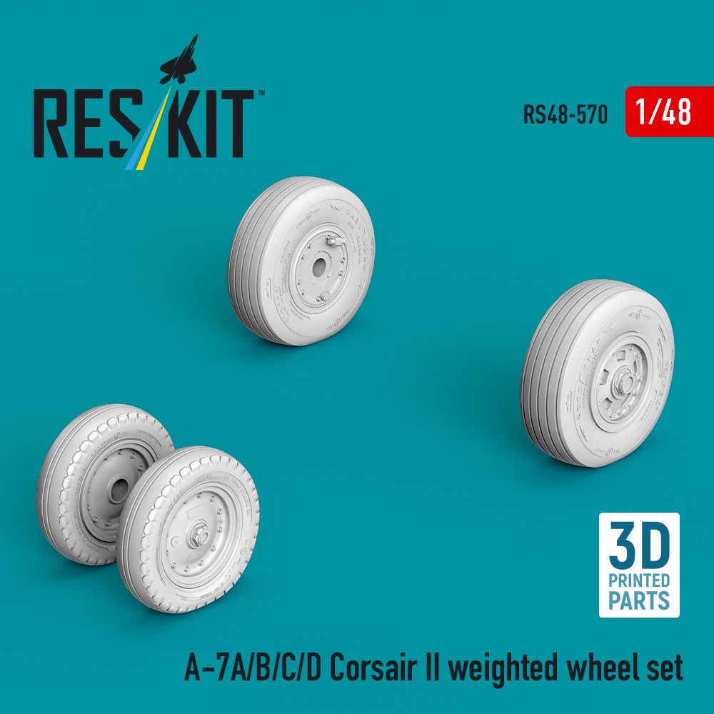 1:48 A-7A/B/C/D Corsair II - weighted wheel set (3D Printed)