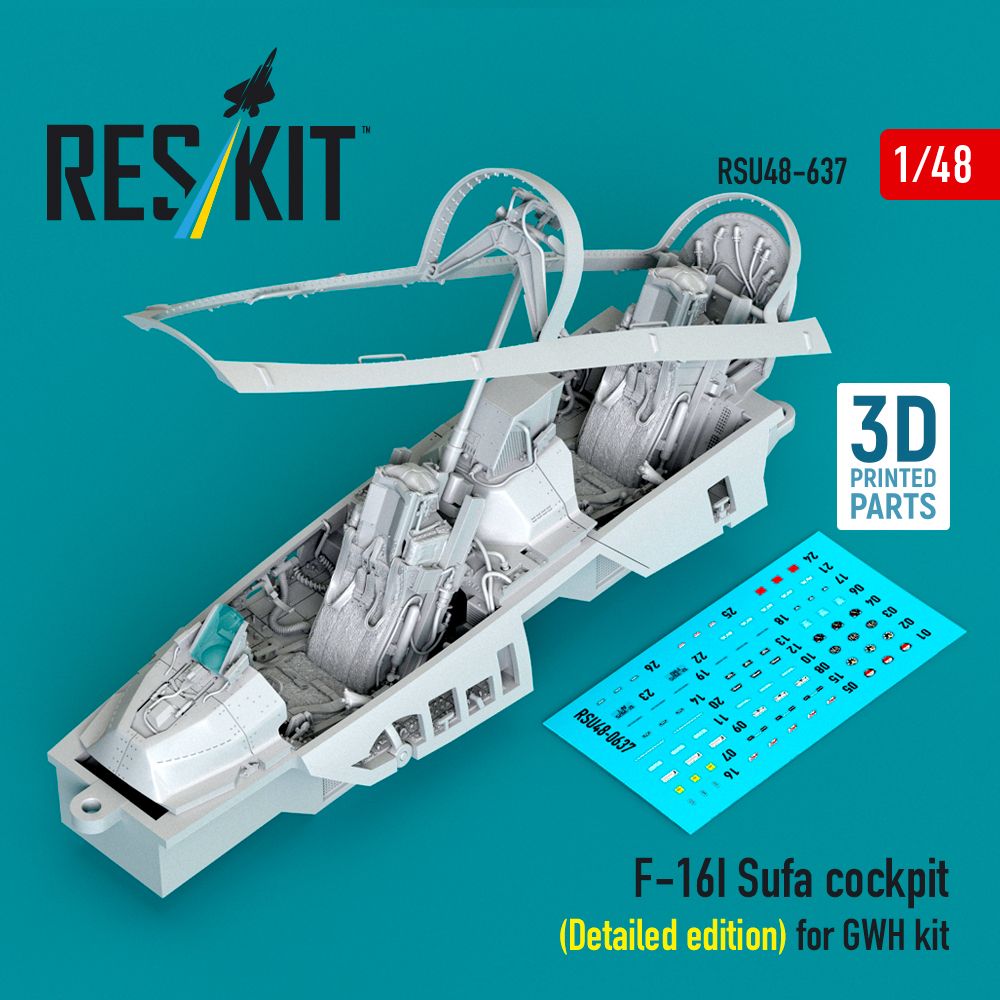 1:48 F-16I Sufa - cockpit (Detailed edition) (3D Printed) for GWH