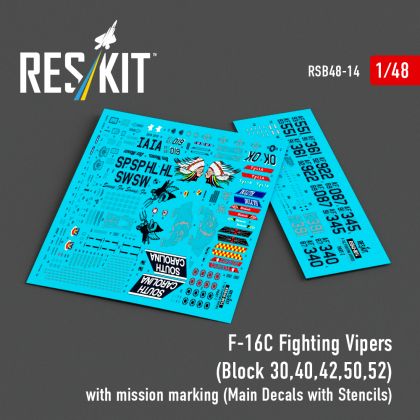 1:48 F-16C Fighting Vipers (Block 30,40,42,50,52) with mission marking (Main Decals with Stencils)