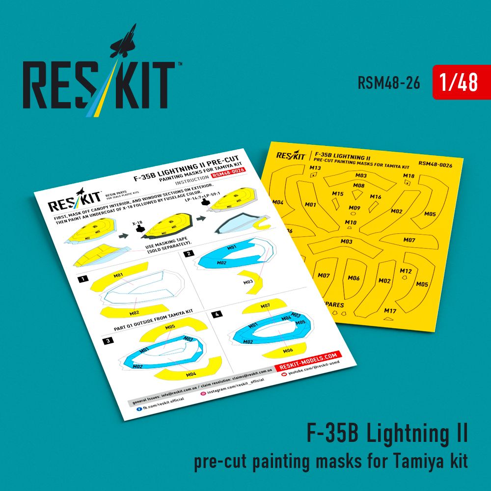 1:48 F-35B Lightning II - pre-cut painting masks for Tamiya
