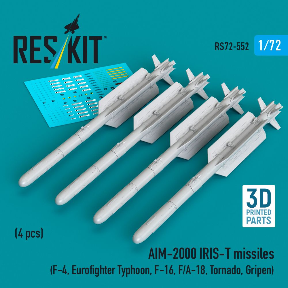 1:72 AIM-2000 IRIS-T missiles (4 pcs) (F-4, Eurofighter Typhoon, F-16, F/A-18, Tornado, Gripen)