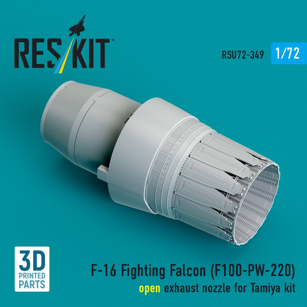 1:72 F-16 Fighting Falcon (F100-PW-220) - open exhaust nozzle (Tamiya) (3D Printed)