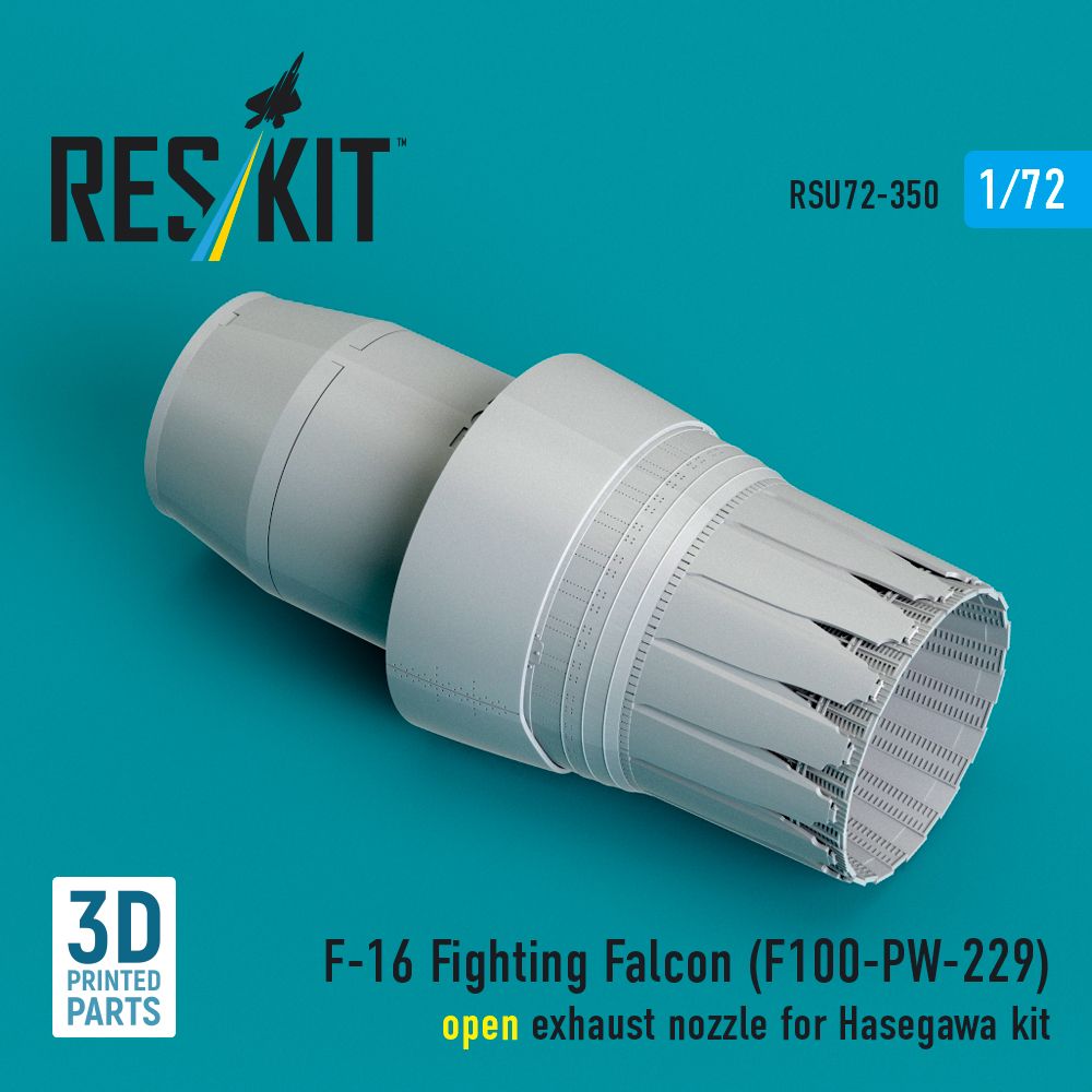 1:72 F-16 Fighting Falcon (F100-PW-229) - open exhaust nozzle (Hasegawa) (3D Printed)