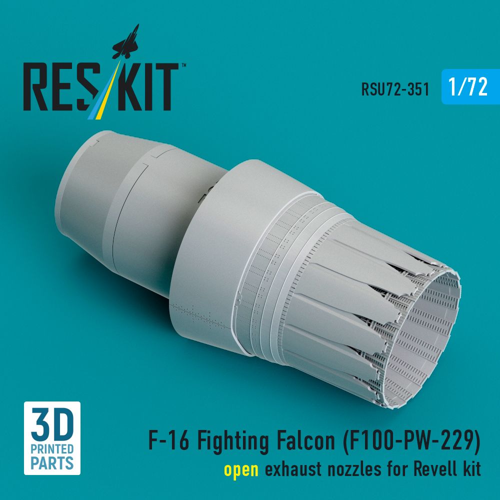 1:72 F-16 Fighting Falcon (F100-PW-229) - open exhaust nozzle (Revell) (3D Printed)