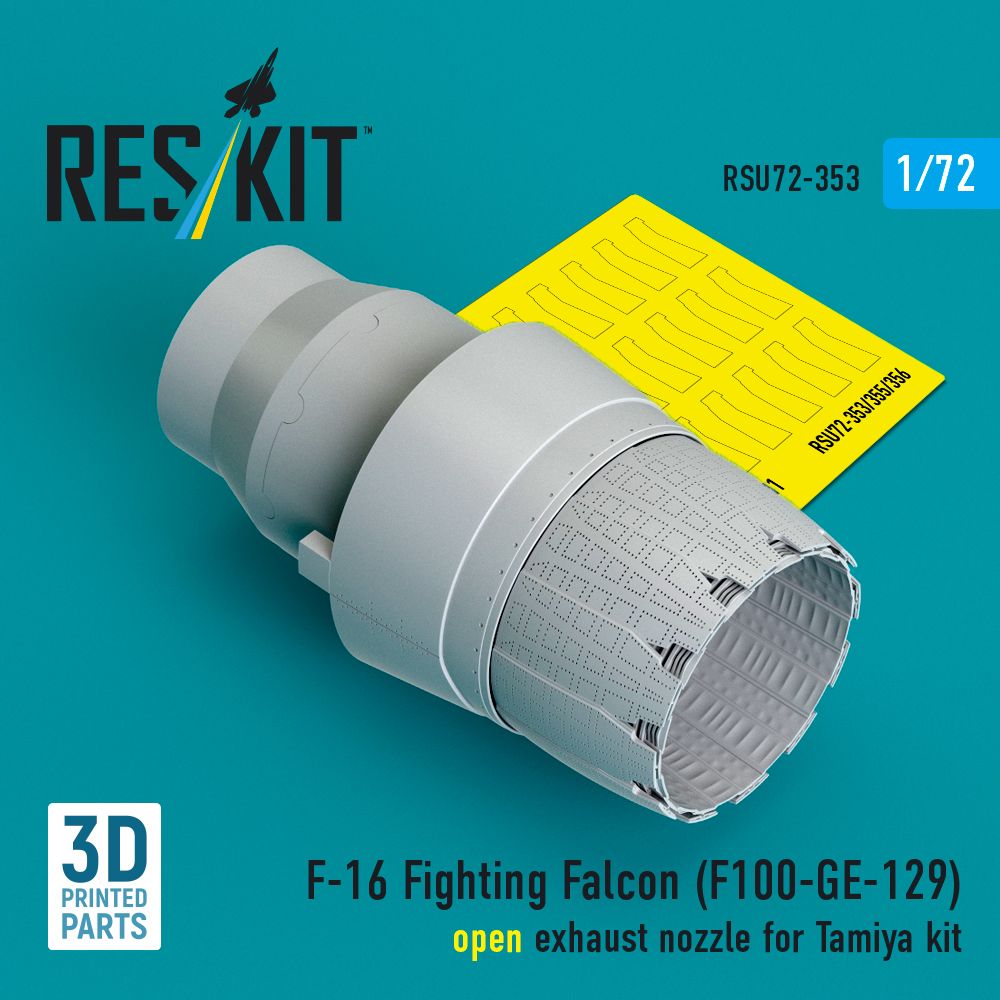 1:72 F-16 Fighting Falcon (F110-GE-129) - open exhaust nozzle (Tamiya) (3D Printed)