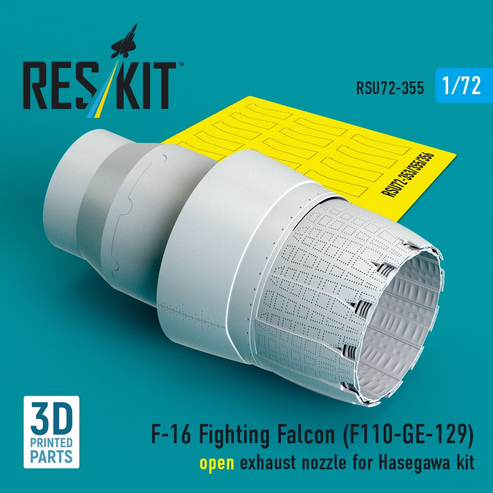 1:72 F-16 Fighting Falcon (F110-GE-129) - open exhaust nozzle (Hasegawa) (3D Printed)