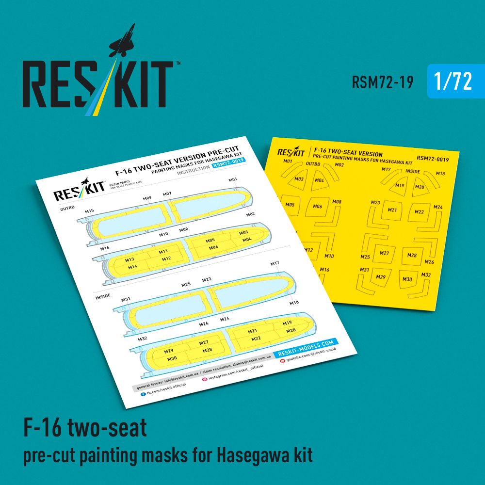 1:72 F-16 two-seat - pre-cut painting masks (Hasegawa)