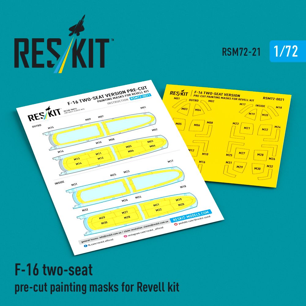 1:72 F-16 two-seat - pre-cut painting masks (Revell)