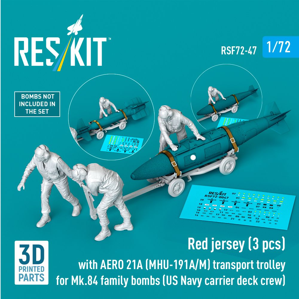1:72 Red jerseys (3 pcs) with AERO 21A (MHU-191A/M) trolley (3D Printed)