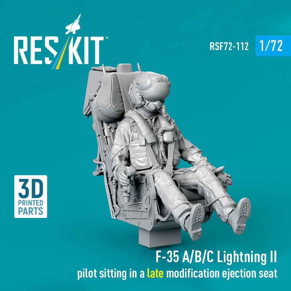 1:72 F-35A/B/C Lightning II pilot sitting in a late modification ejection seat (3D Printed)