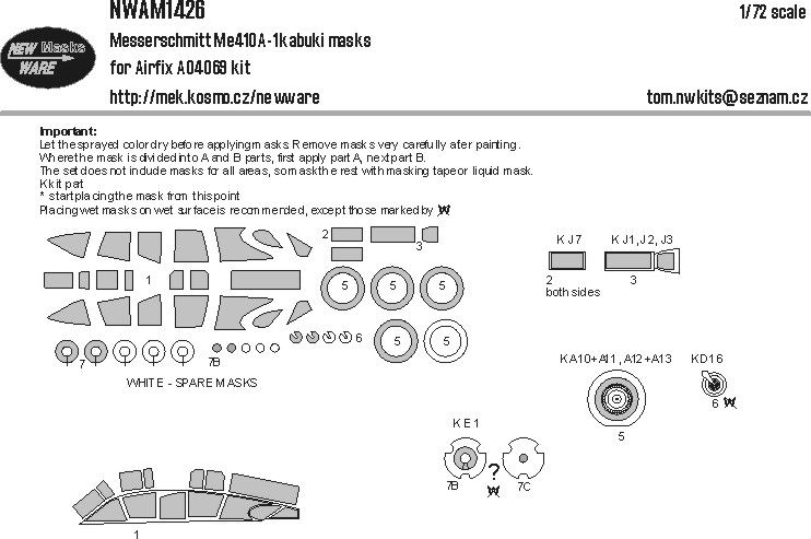1:72 Messerschmitt Me-410 A-1 - Kabuki Masks (for Airfix 04069 Kit)