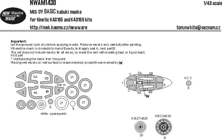 1:48 MIG-17 F - BASIC Kabuki Masks (for Kinetic 48165 and 48169 Kits)