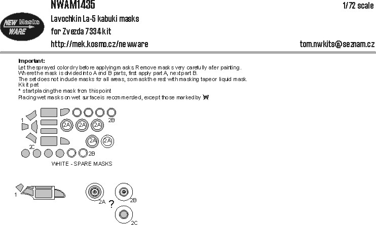 1:72 Lavochkin La-5 kabuki masks (for Zvezda 7334 kit)