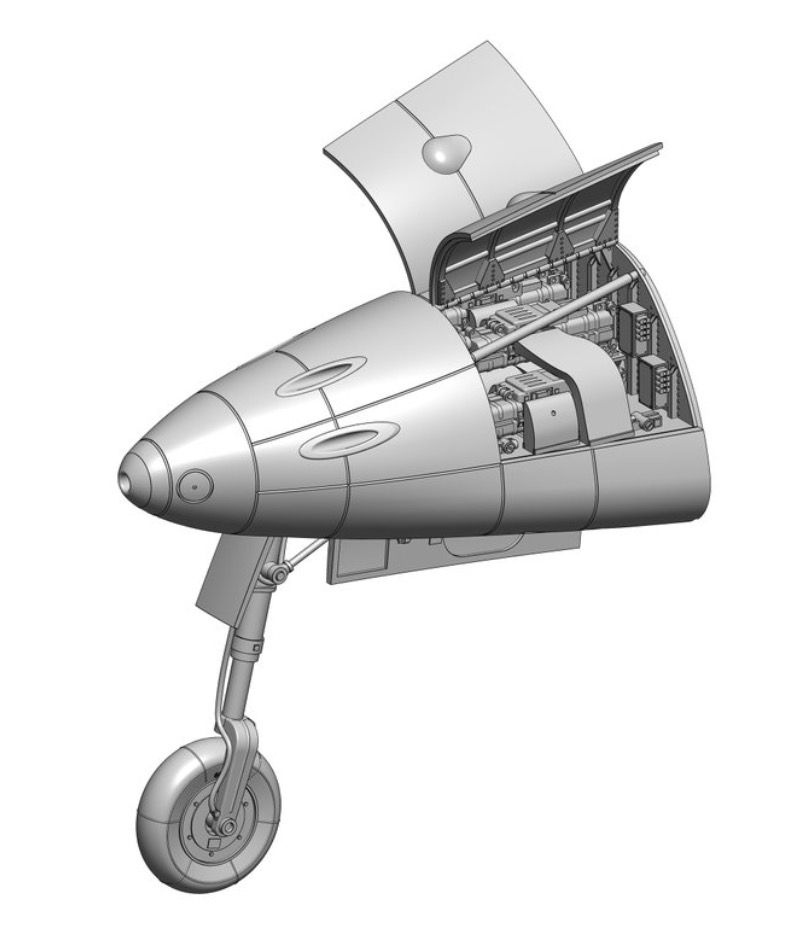 1:72 Me-262 A-1a - Correct Nose with Guns, Front Landing Gear and Wheel (for Arma Hobby Kits / 3D-Printed)