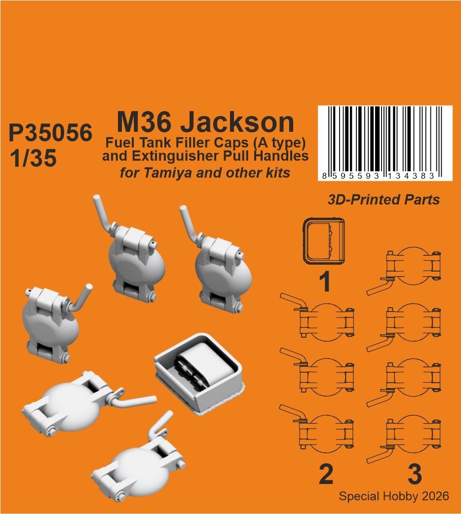 1:35 M36 Jackson Fuel Tank Filler Caps (A type) and Extinguisher Pull Handles for Tamiya and other kits