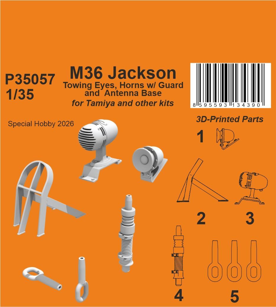1:35 M36 Jackson Towing Eyes, Horn Guard and Antenna Base for Tamiya and other kits