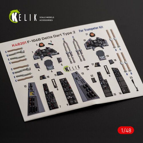 1:48 F-106 B Delta Dart Type 2 - Interior 3D Decals (for Trumpeter Kits)