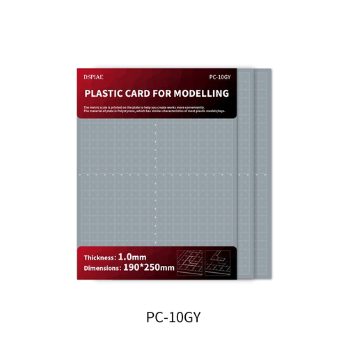 PC-10GY Plastic Card For Modelling (1.0mm, 3 Sheets)