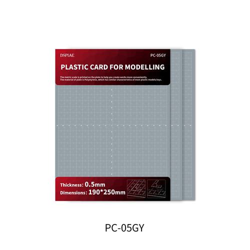 PC-05GY Plastic Card For Modelling (0.5mm, 3 Sheets)