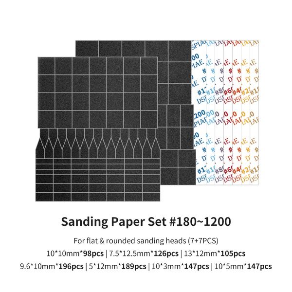 MSP-ESS Sanding Paper Set 180-1200 Grit (For Rounded Sanding Heads)