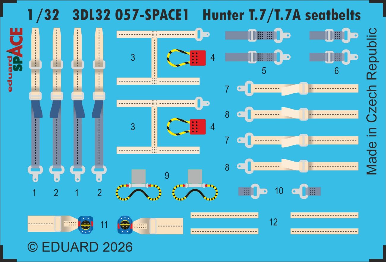 1:32 Hawker Hunter T.7 / T.7A - Space Set Seatbelts (for Revell Kits)