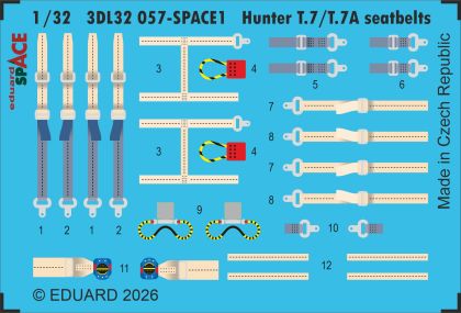 1:32 Hawker Hunter T.7 / T.7A - Space Set Seatbelts (for Revell Kits)