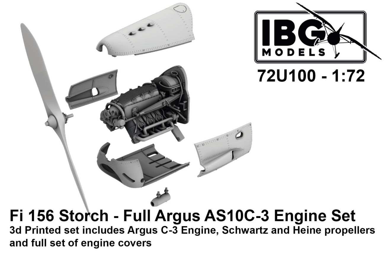 1:72 Fieseler Fi-156C-2/Fi-145D-1 Storch - Full Argus AS10C-3 Engine Set