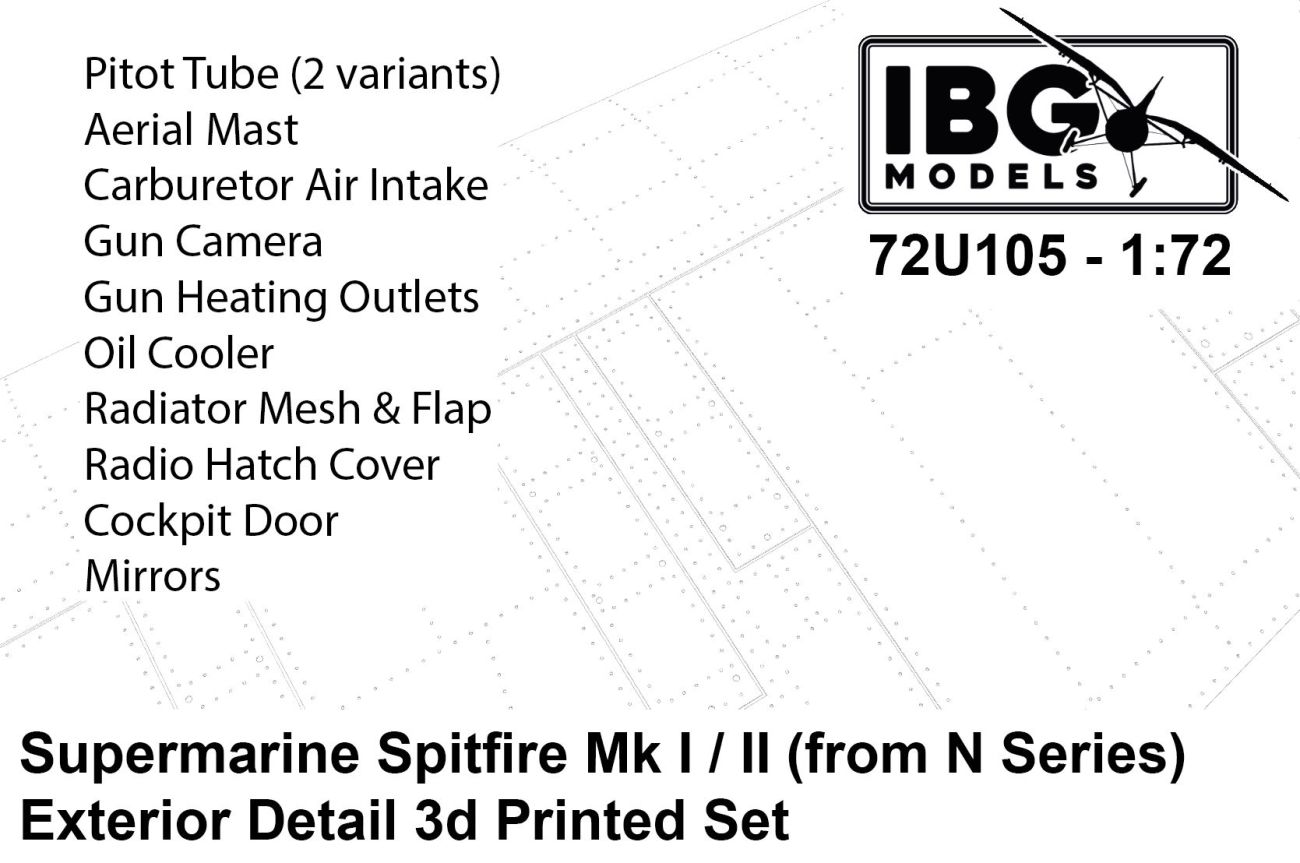 1:72 Supermarine Spitfire Mk.I/Mk.II Exterior detail set (from N series)