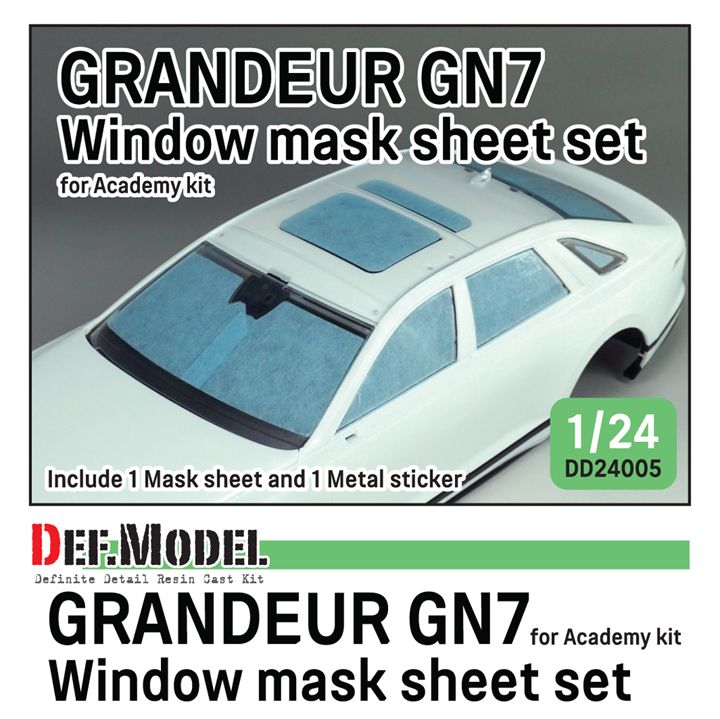 1:24 Hyundai Grandeur GN7 - Window Mask Sheet / Logo Metal Sticker Set (for Academy Kits)