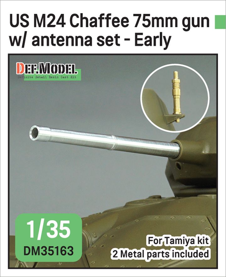 1:35 US M24 Chaffee - 75 mm Gun with Antenna Base Set (Al. + Brass / for Tamiya Kits)