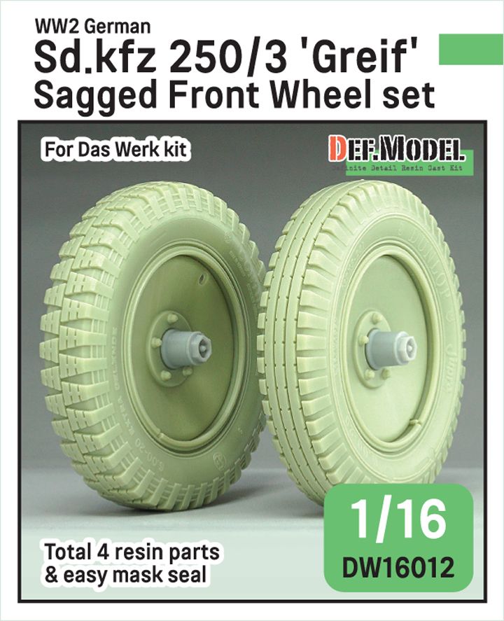 1:16 German WW2 Sd.Kfz 250/3 'Greif' - Sagged Wheel Set (for Das Werk Kits)