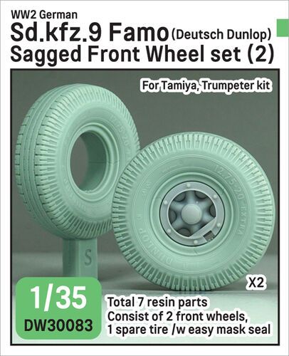 1:35 German Sd.Kfz.9 Famo - Front Wheel Set 2 - Deutsch Dunlop (for Tamiya and Trumpeter Kits)