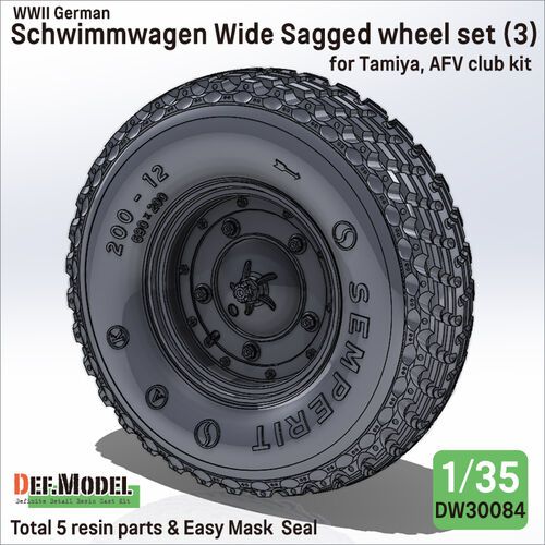 1:35 German Schwimmwagen - Wide Wheel Set 3 / Semperit (for Tamiya and AFV Club Kits)