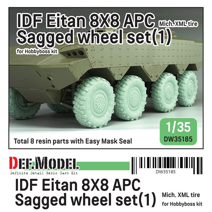 1:35 IDF Eitan 8X8 APC - Sagged Wheel Set / Michelin XML (for Hobby Boss Kits)