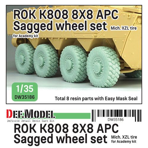 1:35 ROK K808 8X8 APC - Sagged Wheel Set Michelin XZL (for Academy Kits)