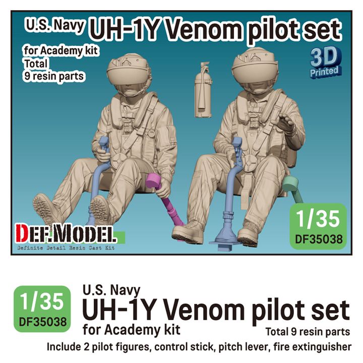 1:35 USMC UH-1Y Venom - 3D-Printed Pilot Set (2 Figures / for Academy Kits)