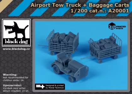 1:200 Airport tow truck + baggage carts
