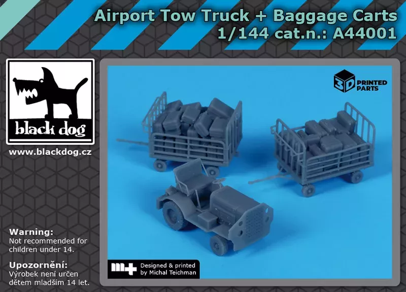 1:144 Airport tow truck + baggage carts