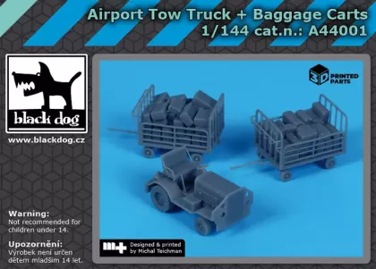 1:144 Airport tow truck + baggage carts