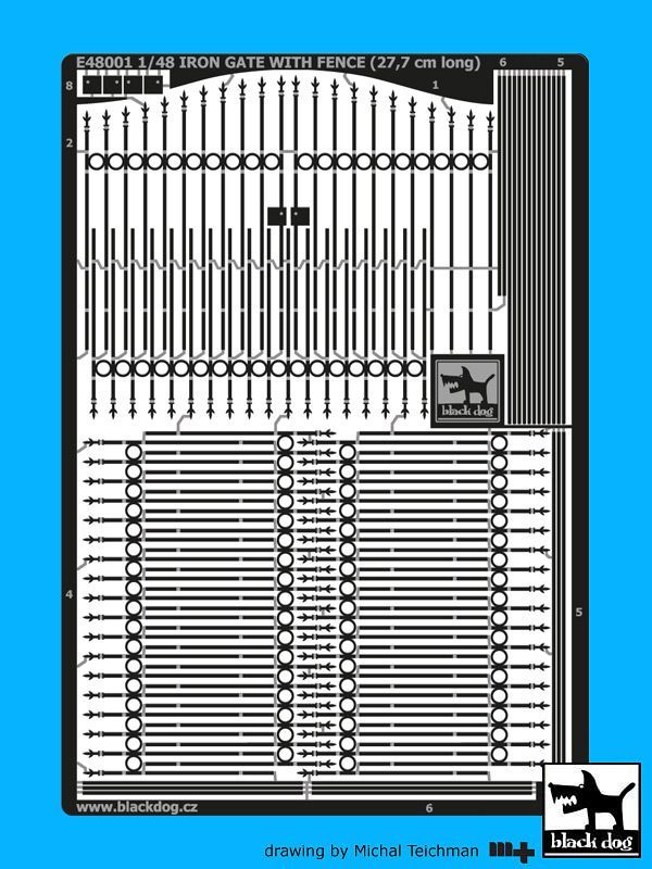1:48 Iron gate with fence (27,7 cm long)