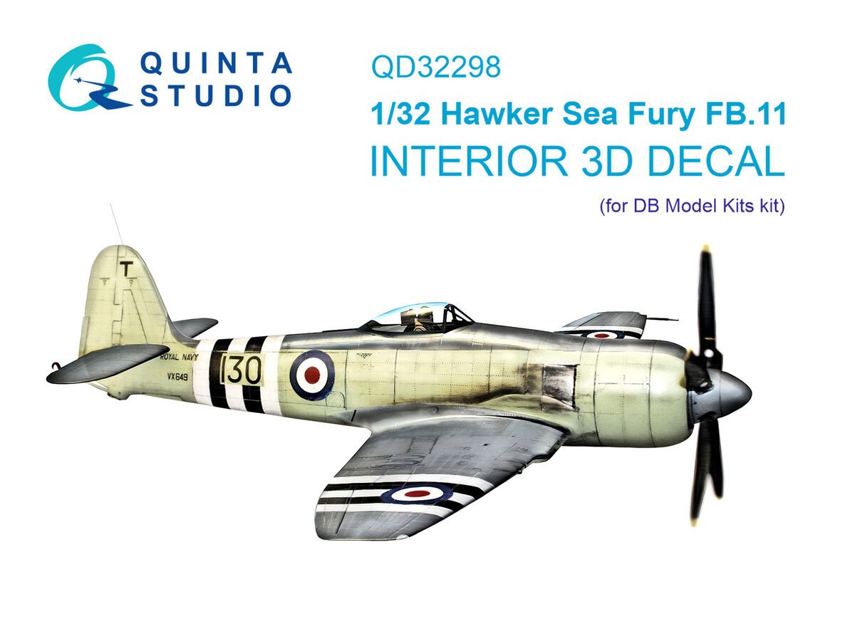 1:32 Hawker Sea Fury FB.11 - 3D-Printed & Coloured Interior on Decal Paper (for DBMK Kits)