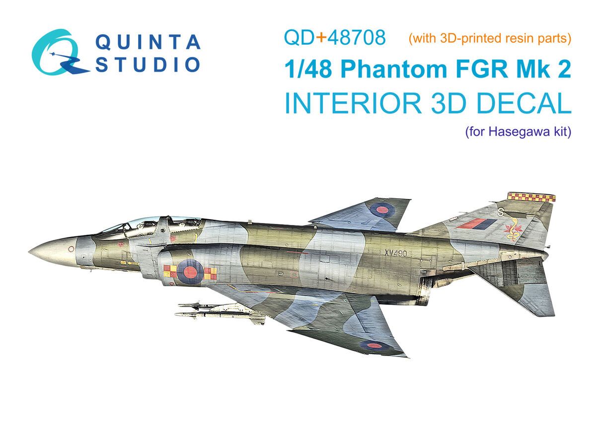 1:48 F-4 M Phantom FGR.2 - 3D-Printed & Coloured Interior with 3D-Printed Parts (for Hasegawa Kits)