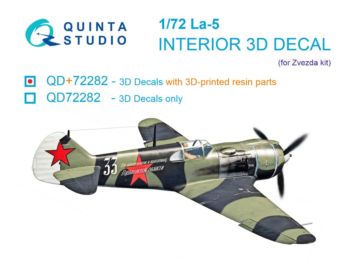 1:72 La-5 - 3D-Printed & Coloured Interior with 3D-Printed Parts (for Zvezda Kits)