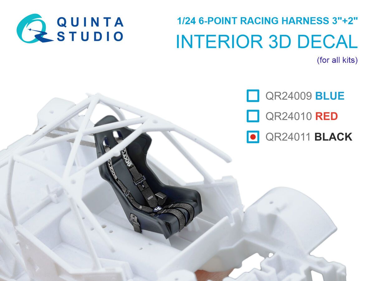 1:24 Sparco 6-Point Racing Harness 3'+2' - BLACK (for All Kits)