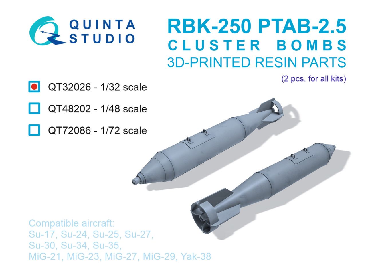 1:32 RBK-250 PTAB-2.5М Cluster Bombs, 2 pcs (for all kits)