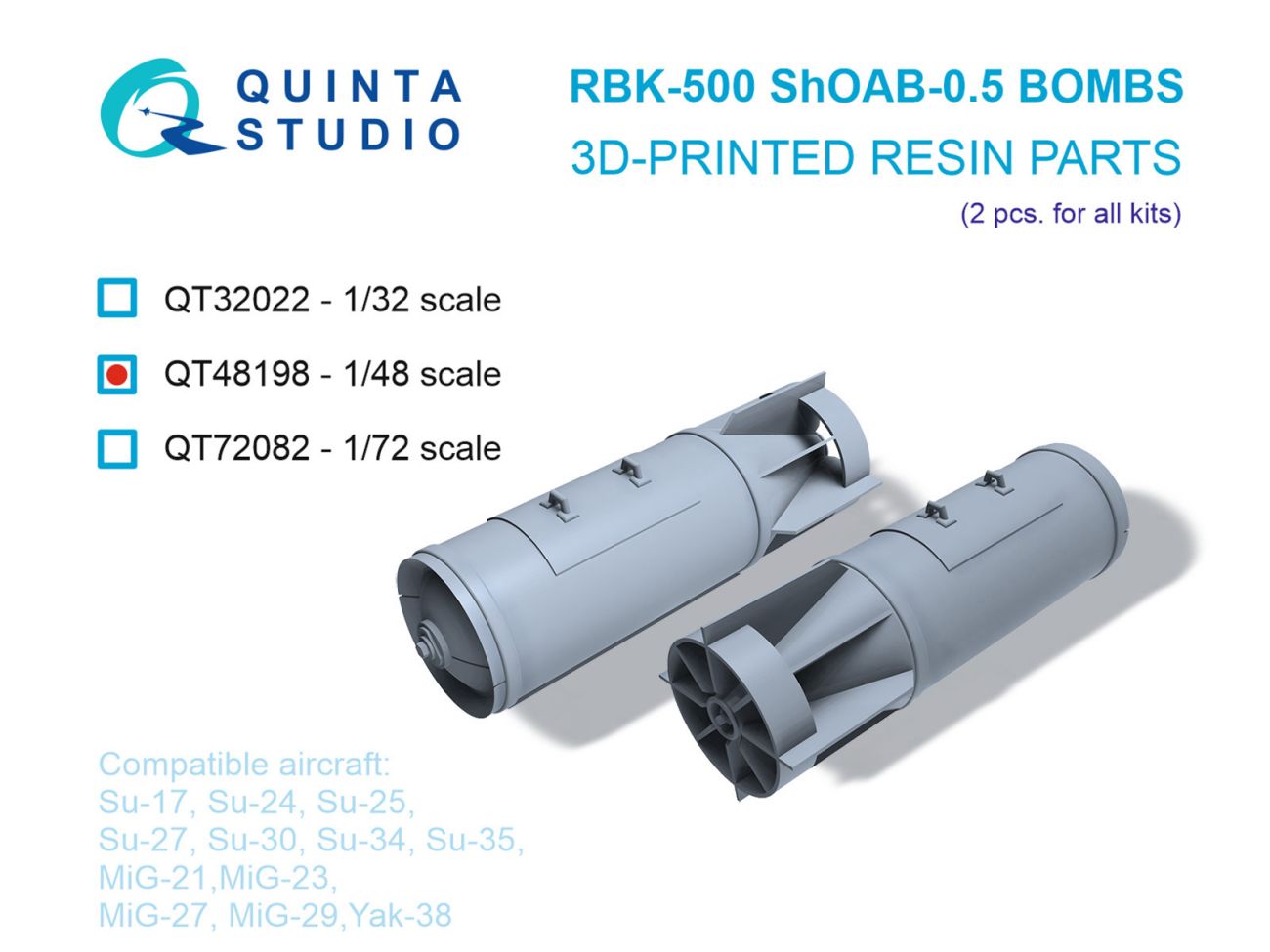 1:48 RBK-500 ShOAB-0.5 Bombs, 2 pcs (for all kits)