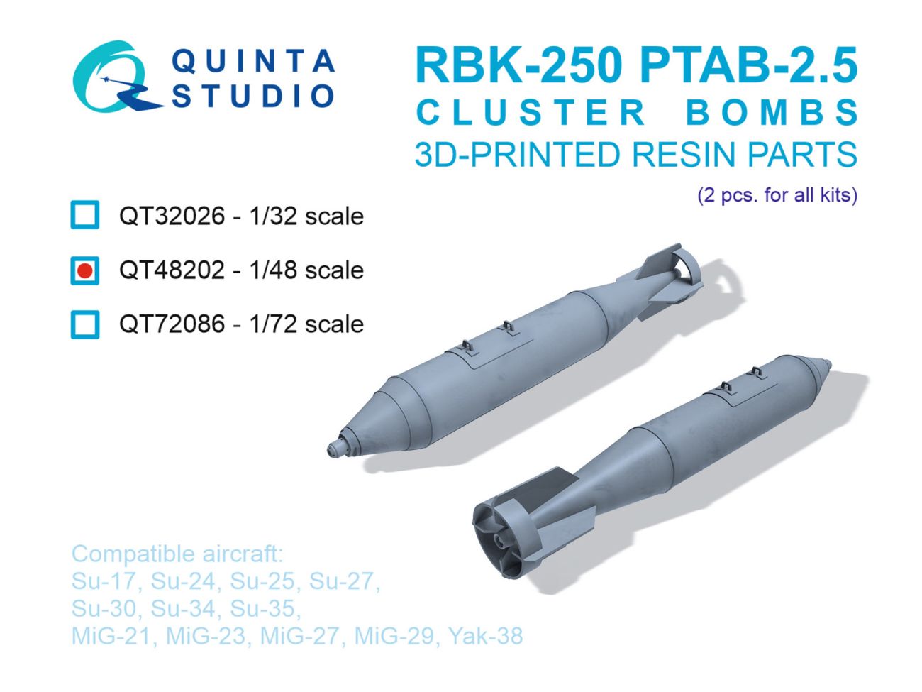 1:48 RBK-250 PTAB-2.5М Cluster Bombs, 2 pcs (for all kits)