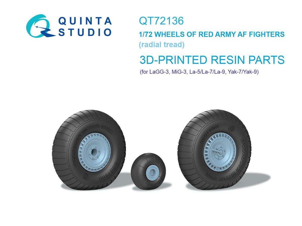 1:72 LaGG-3, MiG-3, La-5, La-7, La-9, Yak-7 and Yak-9 - Wheels Radial Tread (for All Kits / 3D-Printed)