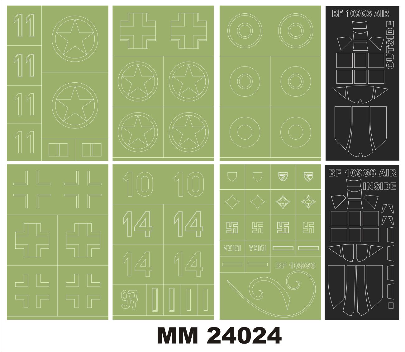 1:24 Bf-109 G-6 - Maxi Paint Mask Set (for Airfix Kits)